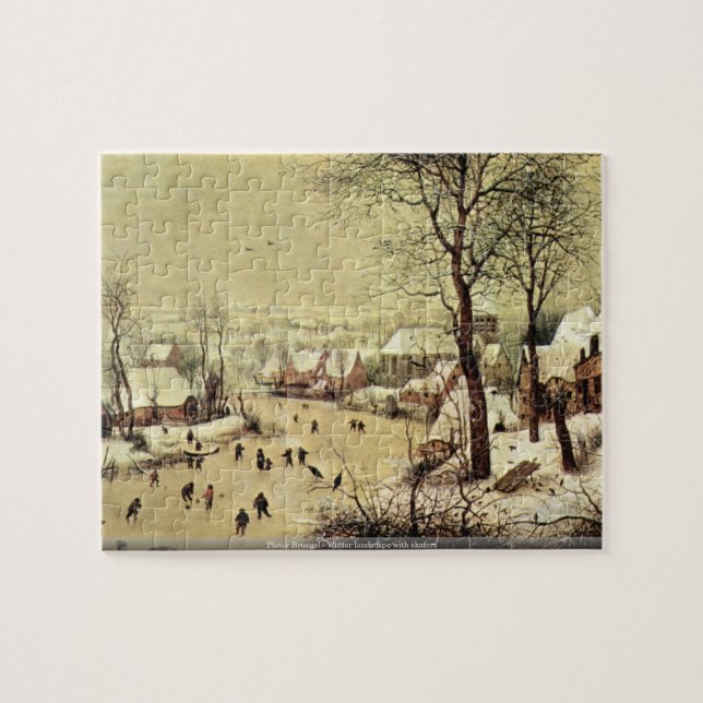 Pieter Bruegel - vintern landskap med skater Pussel (Horisontell)