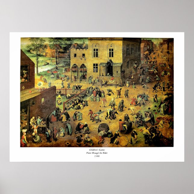 Pieter Bruegels "Children's Games" - 1560 Poster (Framsidan)