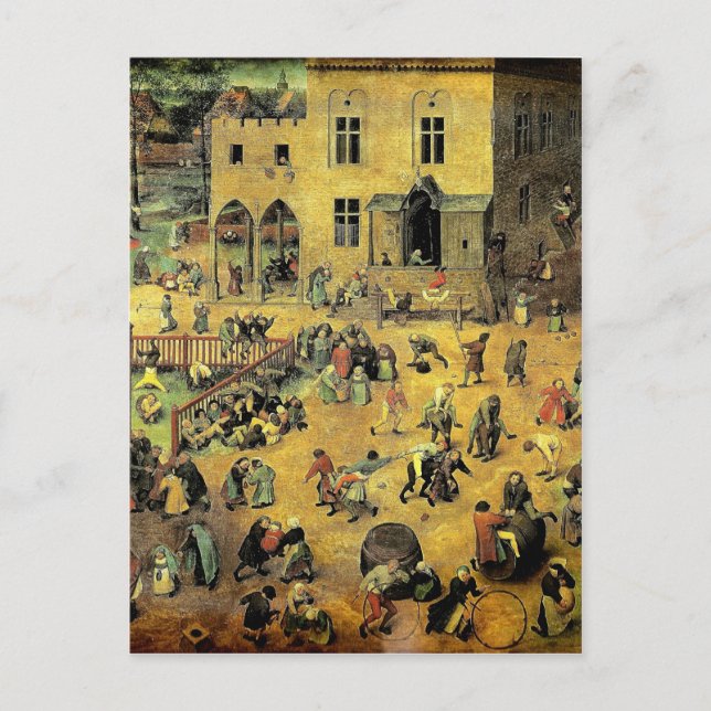 Pieter Bruegels "Children's Games" - 1560 Vykort (Framsida)