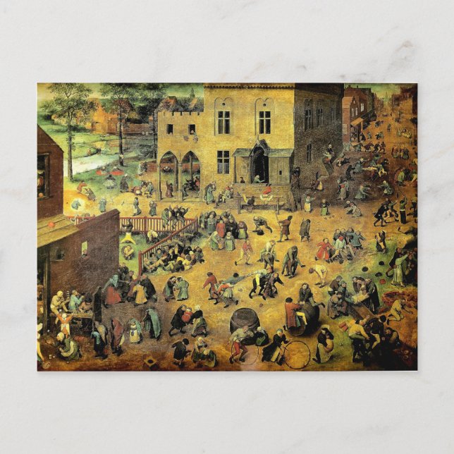 Pieter Bruegels "Children's Games" - 1560 Vykort (Framsida)