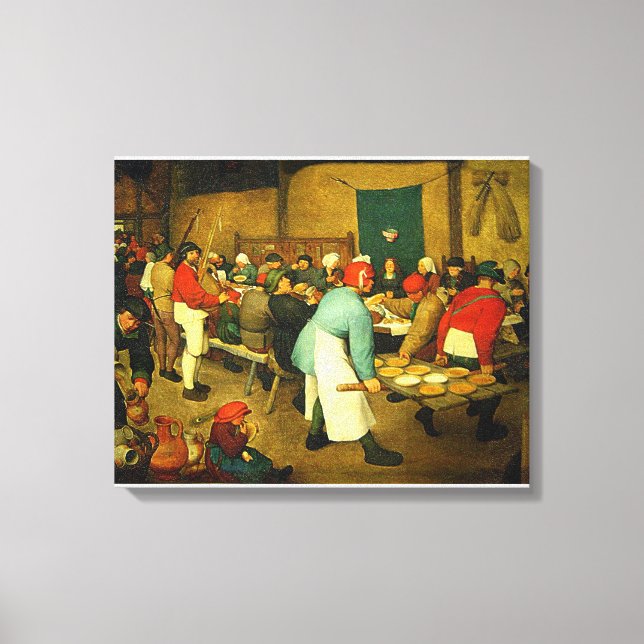 Pieter Bruegel's The Peasant Bröllop (1568) Canvastryck (Framsida)