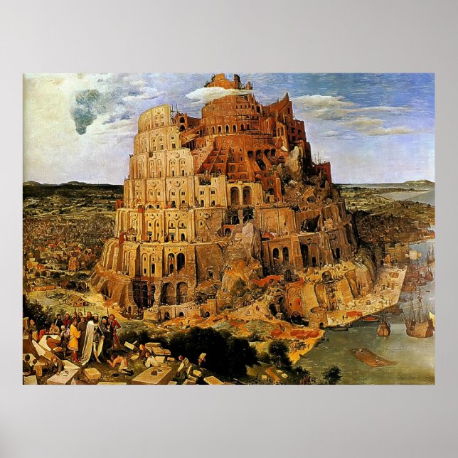Pieter Bruegels "Torn i Babel" (cirka 1563) Poster (Framsidan)