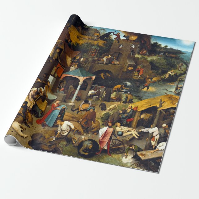 Pieter Brueghel Netherlandish Proverbs Presentpapper (Utrullad)
