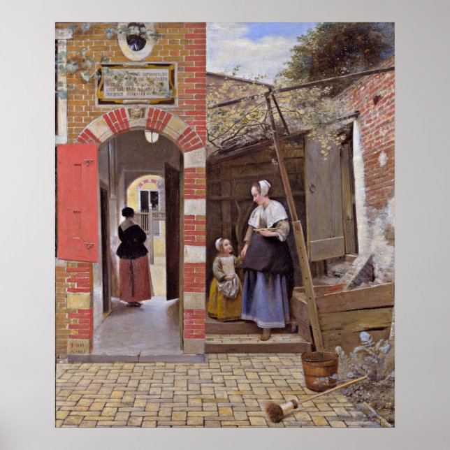 Pieter de Hooch - Courtyard i Delft Poster (Framsidan)