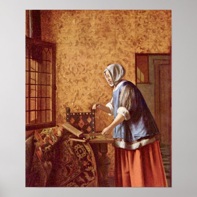 Pieter de Hooch - Die Goldwagerin Poster (Framsidan)