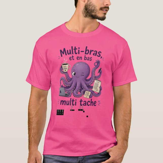 Pieuvre Mauve Multi-bras & Multi-tâche – café T Shirt (Framsida)