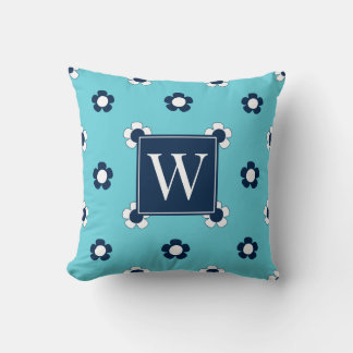 Piffa Daisifält – Turkos & Marin Monogram Kudde