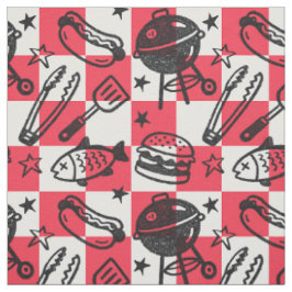 Piffad pappa grillar schackbräde - Röd & Svart Tyg