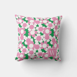 Piffig Daisy Blomning – Rosa & Grön Monogram Kudde