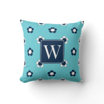 Piffig Daisy Field – Turkos & Marinblå Monogram