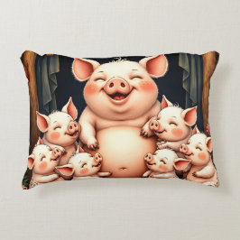  Pig Art – Mother & Piglets Prydnadskudde