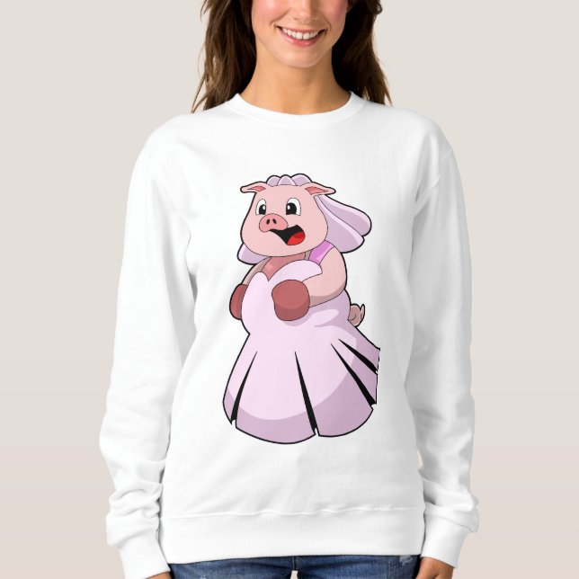 Pig as Bride with Wedding dress.PNG T Shirt (Framsida)