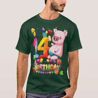 Pig Birthday Party 14 Year Old Boy 9th Pig Birthda T Shirt