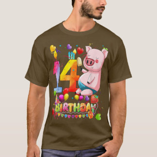 Pig Birthday Party 14 Year Old Boy 9th Pig Birthda T Shirt