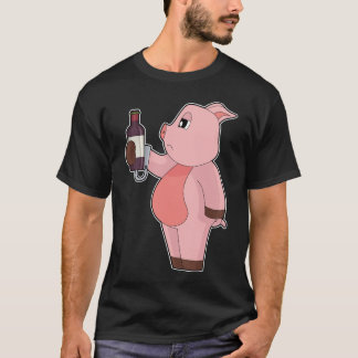 Pig Bottle Red wine T Shirt