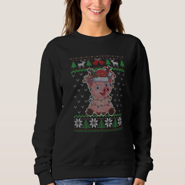 Pig Christmas Ugly Sweater Santa Pig  Xmas T Shirt (Framsida)
