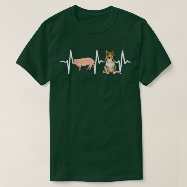 Pig Collie Heartbeat Dog Lover  T Shirt (Design framsida)
