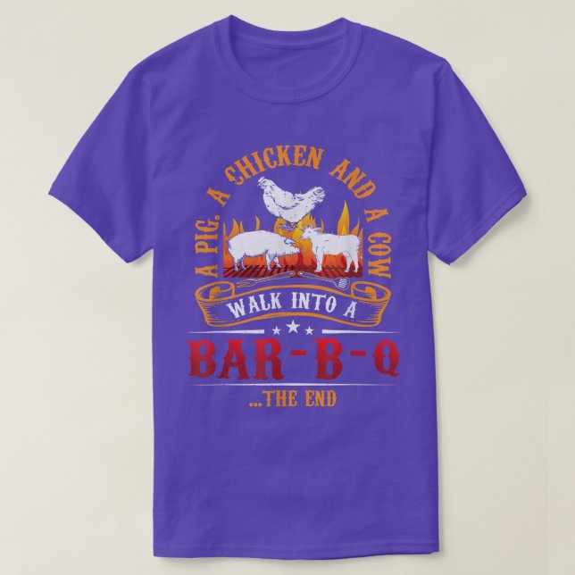 Pig Cow BBQ Meat Lover Grill Friends Fun Chicken  T Shirt (Design framsida)