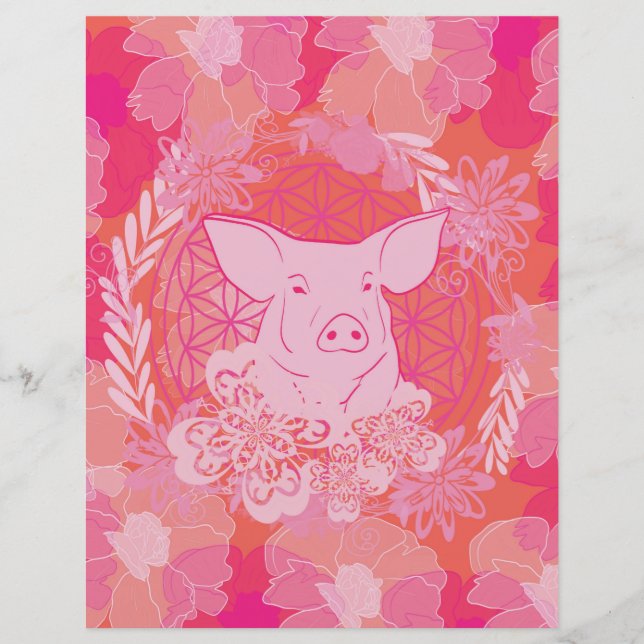 pig,flower of life, blue, mandala,zen,chakra,patt (Framsida)