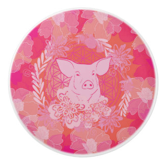 pig,flower of life, blue, mandala,zen,chakra,patt knopp