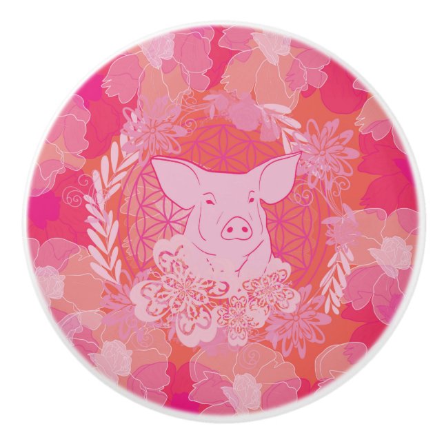 pig,flower of life, blue, mandala,zen,chakra,patt knopp (Framsidan)