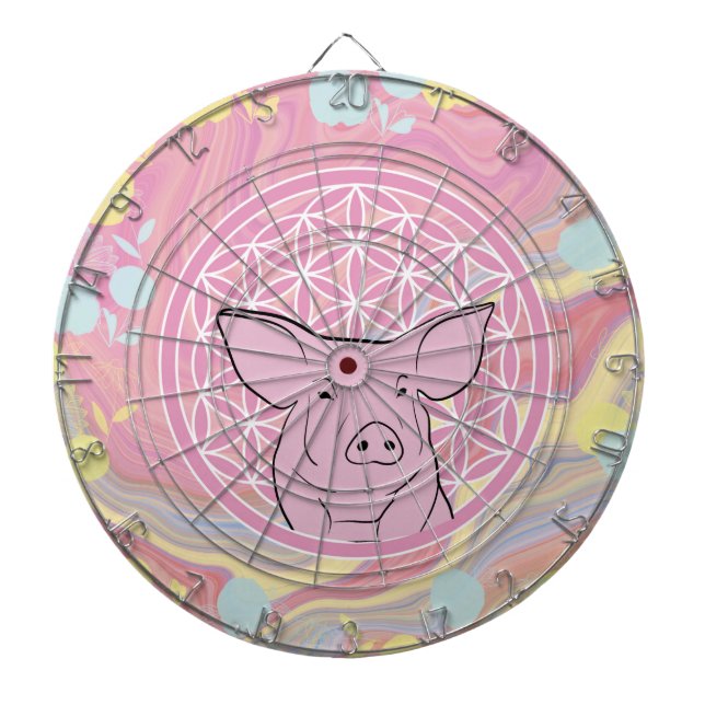 pig,flower of life, rose, mandala,zen,chakra, darttavla (Framsidan)