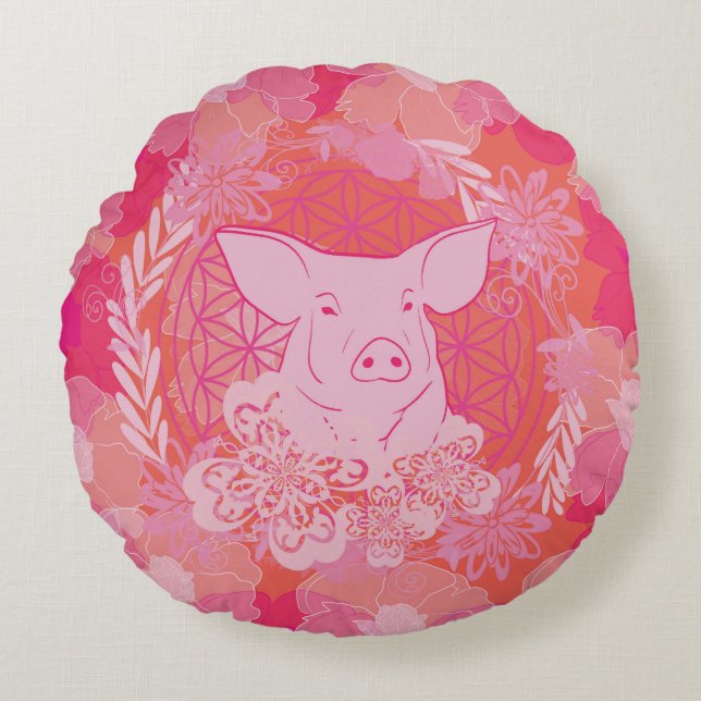 PiG Flower of life Rund Kudde (Framsidan)