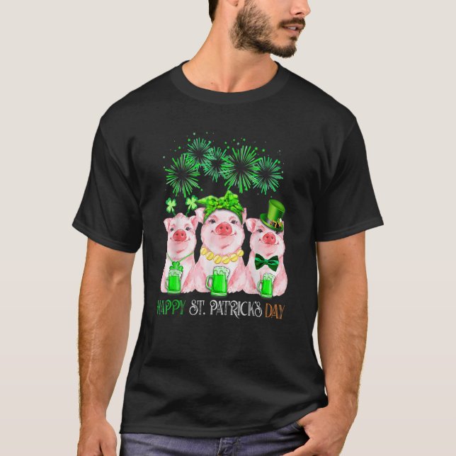 Pig Happy St Patricks Day Family Farmer Farming Lo T Shirt (Framsida)