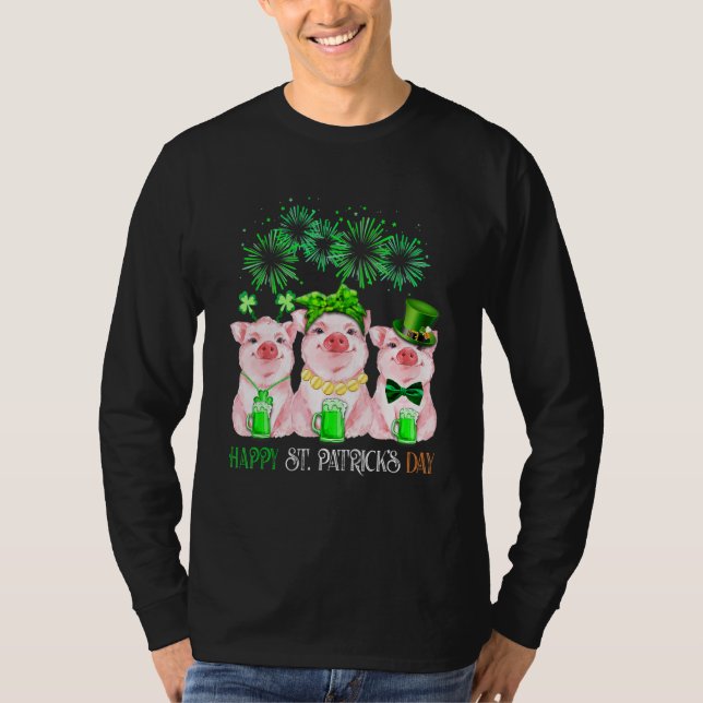 Pig Happy St Patricks Day Family Farmer Farming Lo T Shirt (Framsida)