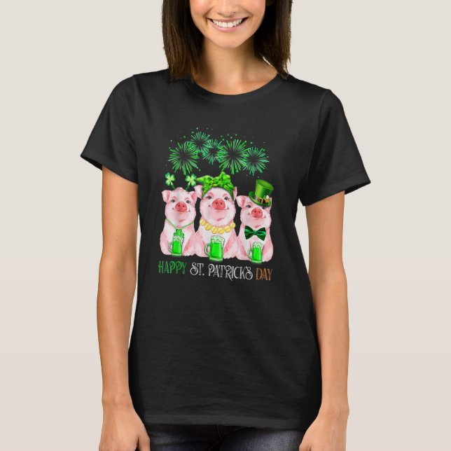 Pig Happy St Patricks Day Family Farmer Farming Lo T Shirt (Framsida)