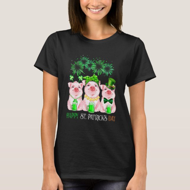 Pig Happy St Patricks Day Family Farmer Farming Lo T Shirt (Framsida)