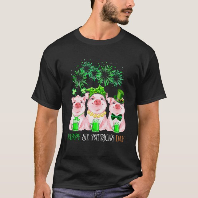 Pig Happy St Patricks Day Family Farmer Farming Lo T Shirt (Framsida)