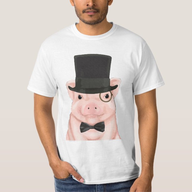 Pig in a top hat, monocle, and bow tie  t shirt (Framsida)