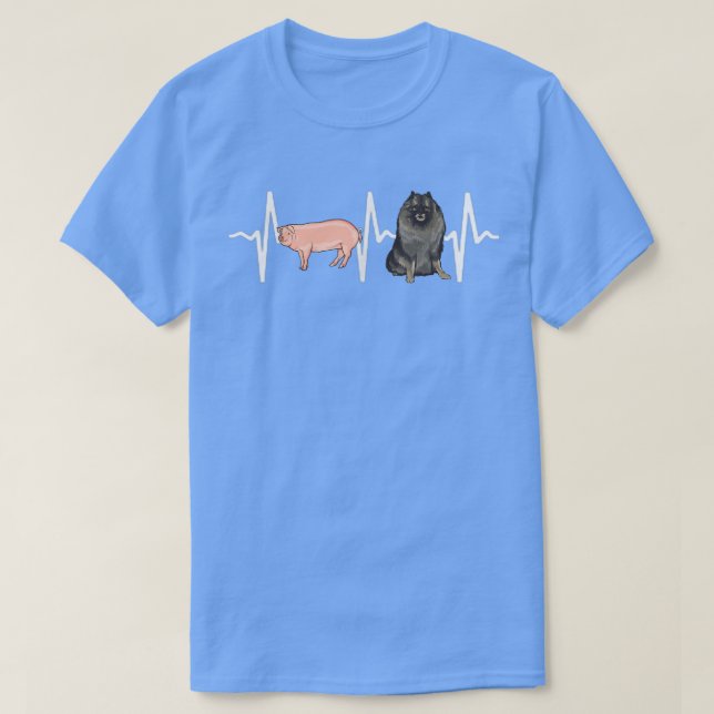 Pig Keeshond Heartbeat Dog Lover  T Shirt (Design framsida)