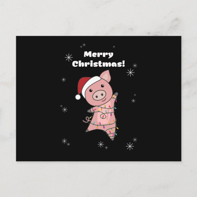 Pig Merry Christmas Animals Pigs Vykort (Framsida)