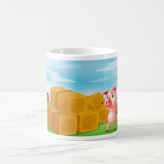 Pig On A Farm Hay Bales Coffee Mug Kaffemugg (Skapare uppladdad)