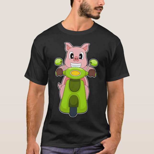Pig Scooter T Shirt (Framsida)