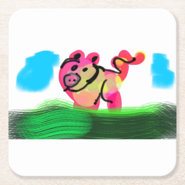 Pig spring  underlägg papper kvadrat (Framsidan)