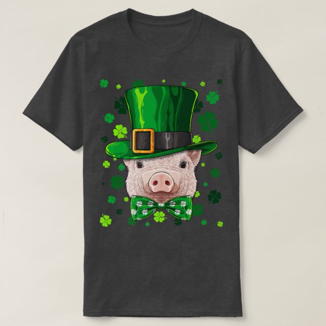 Pig St Patricks Day Animal Leprechaun Hat Shamrock T Shirt (Design framsida)