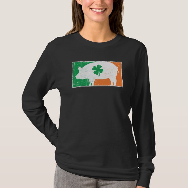 Pig St Patrick's Day Irish Flag C Distressed T Shirt (Framsida)