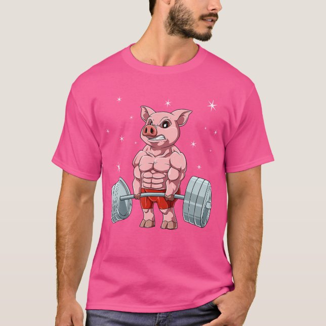 Pig Weightlifting Fitness Gym For A Animal Lover T Shirt (Framsida)