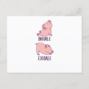 Pig Yoga Cute Pigs Doing Sport inhale exhale Vykort