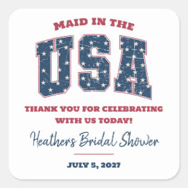 Piga i USA, stjärnor, ränder Bröllopsdusch Fyrkantigt Klistermärke