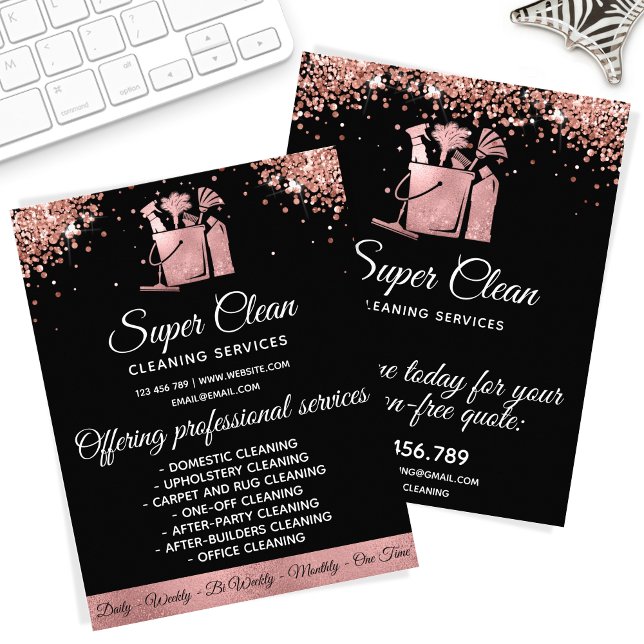 Piga Städar Hus Gnistrande Rosa Guld Glitter Reklamblad (Skapare uppladdad)