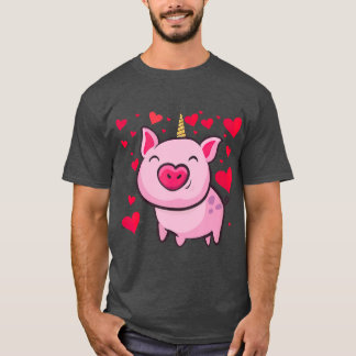 Pigacorn Unicorn Pig Lovers Valentines T Shirt