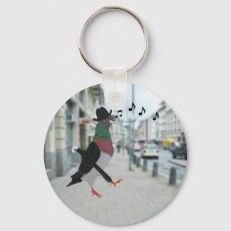 Pigeon About Town Funny Keychain Nyckelring