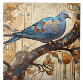 Pigeon Art nouveau Art Deco Bird Kakelplatta