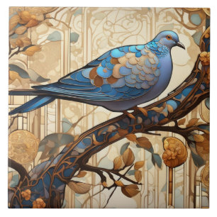Pigeon Art nouveau Art Deco Bird Kakelplatta