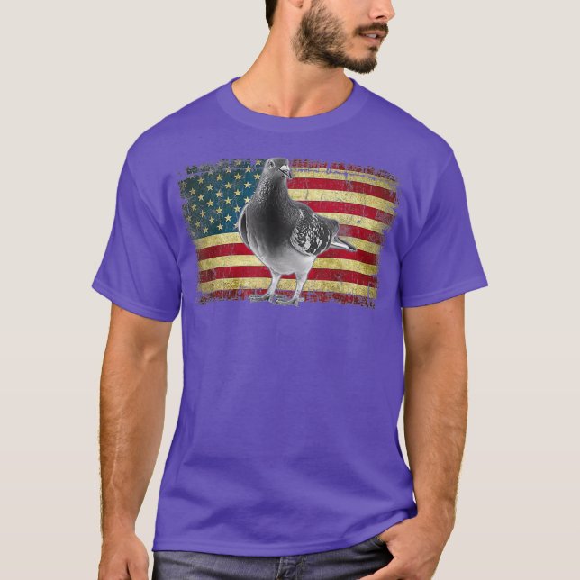 Pigeon Bird American Flagga 4:e juli USA T Shirt (Framsida)