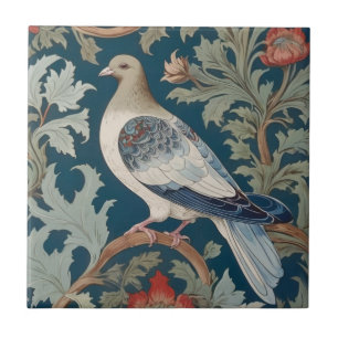 Pigeon Bird William Morris stil Lämnat vänd mot Kakelplatta